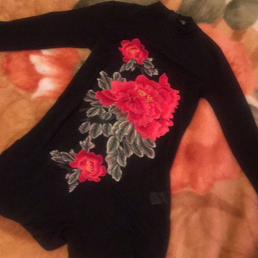 Red and black one piece see through